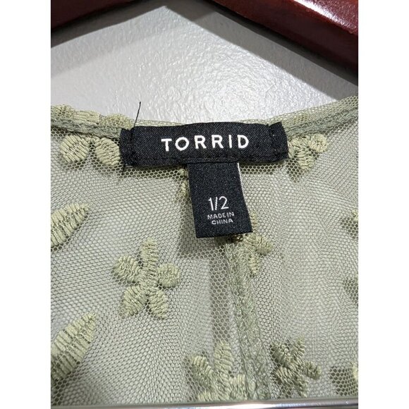 Torrid Women's Lace Kimono Green Duster Floral Open Front Beachy Boho Sz 1/2 XL - Picture 7 of 16